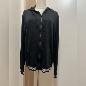 Victoria Sport Black Size Large Women's Hooded Jacket Logo Print